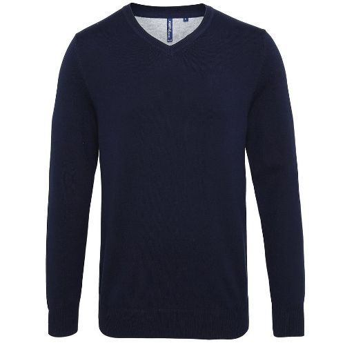 Asquith & Fox Men's Cotton Blend V-Neck Sweater French Navy